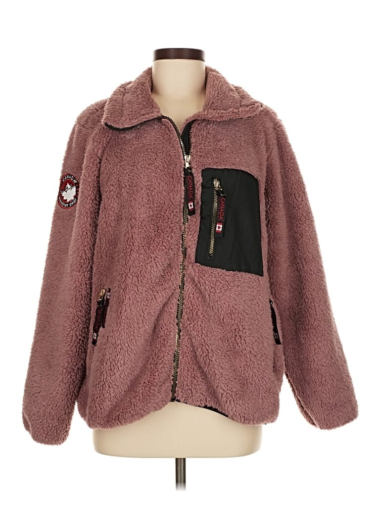 Pre-owned Canada Weather Gear Fleece Jacket In Burgundy