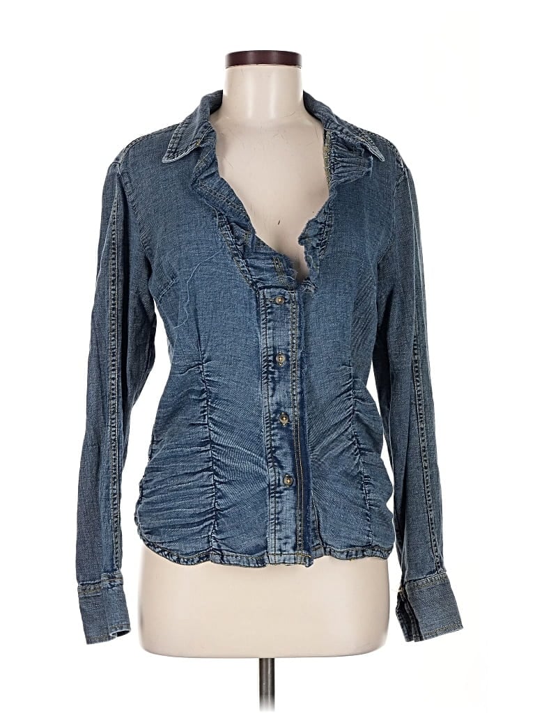 Pre-owned Pilcro Long Sleeve Blouse In Blue