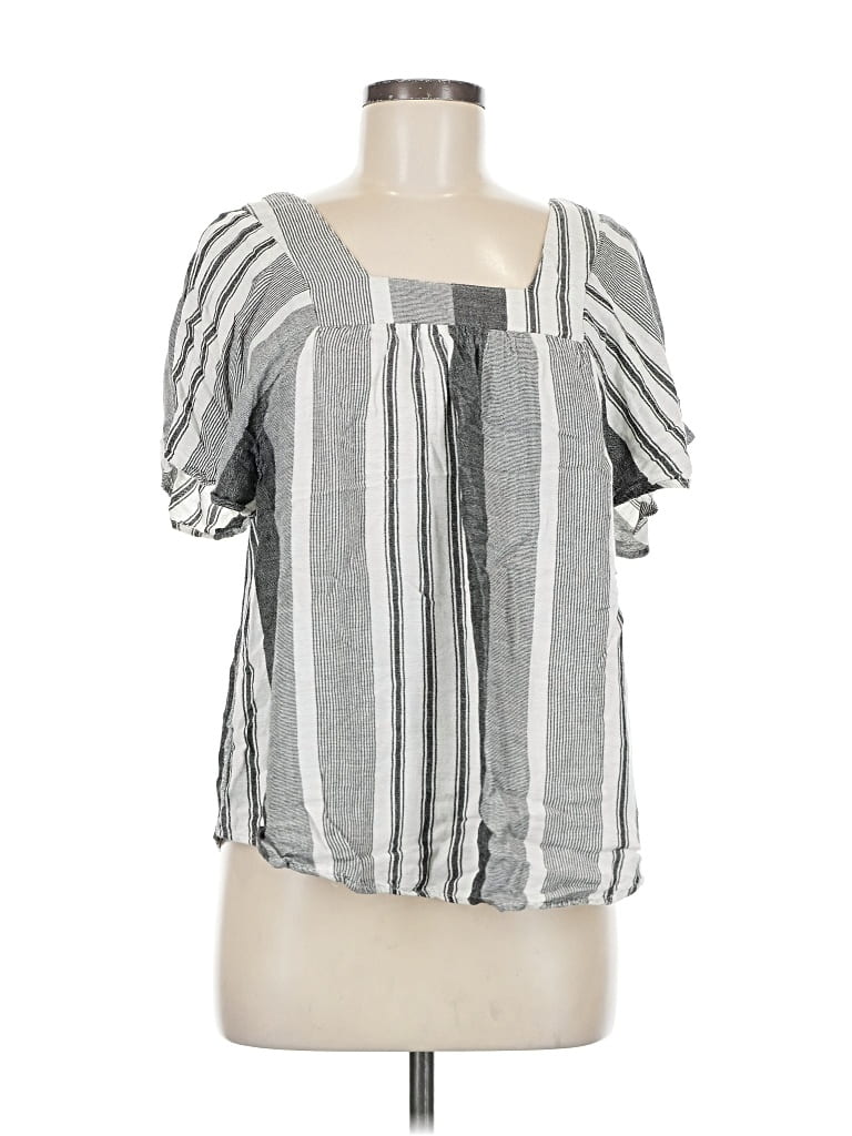 Pre-owned Thread & Supply Short Sleeve Blouse In Silver
