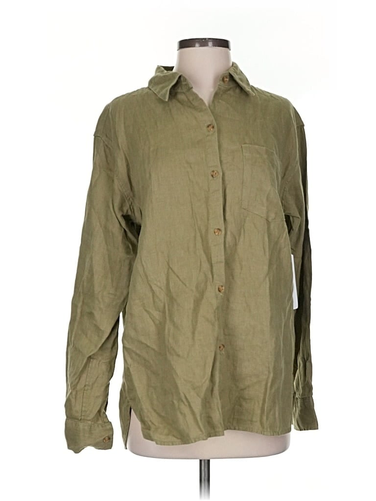Athleta Long Sleeve Button Down Shirt In Green