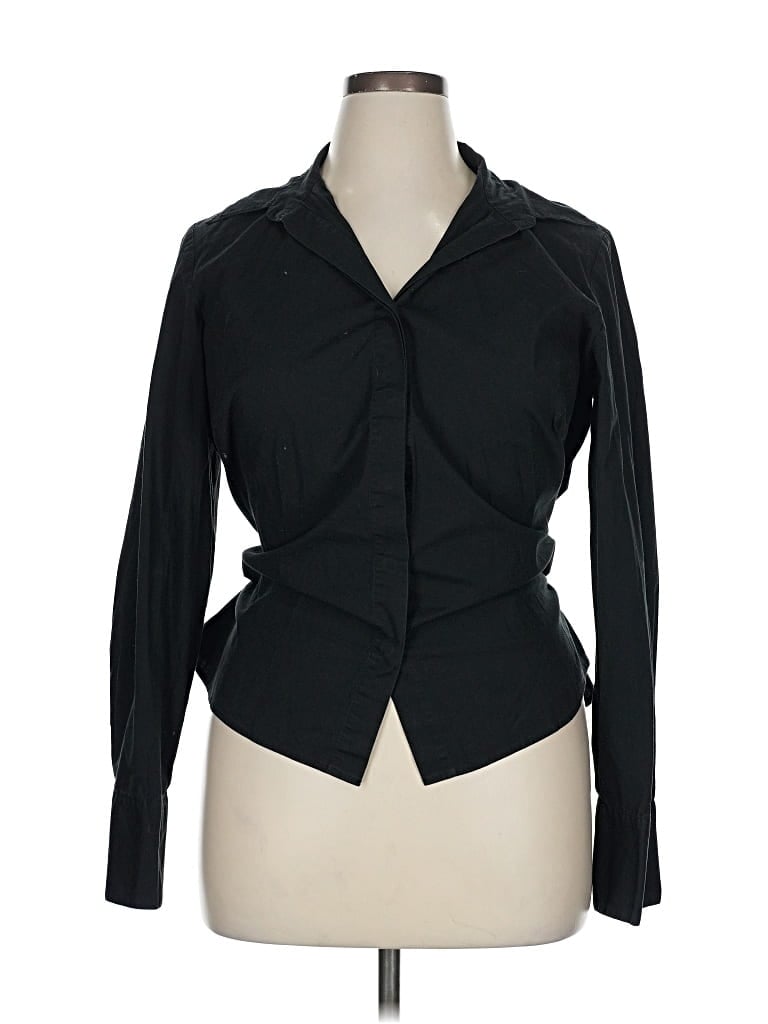 Pre-owned Coldwater Creek Long Sleeve Blouse In Black