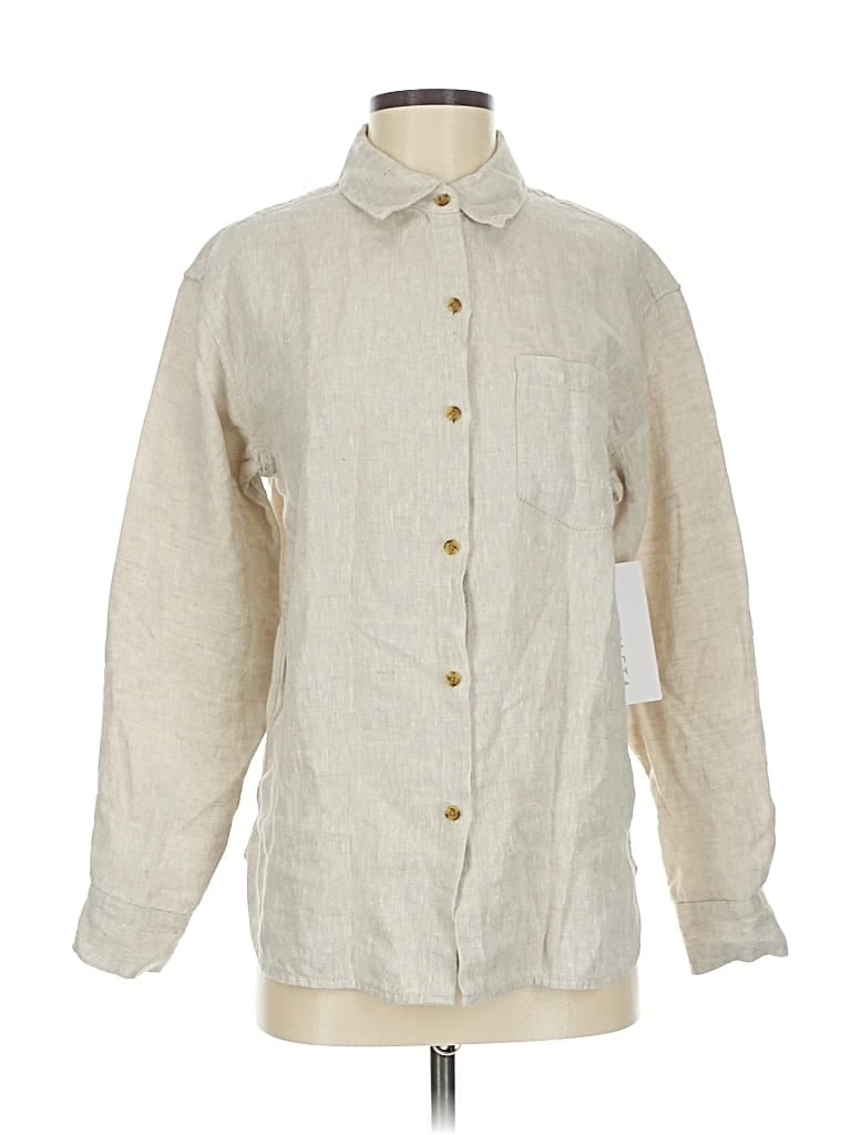 Athleta Long Sleeve Button Down Shirt In White