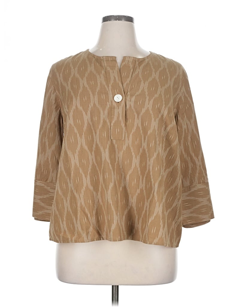 Pre-owned Purejill 3/4 Sleeve Blouse In Brown
