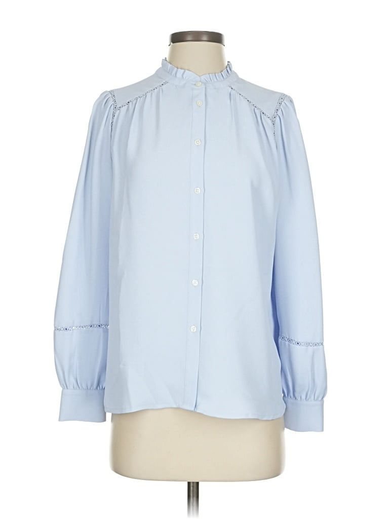Pre-owned Ann Taylor Long Sleeve Blouse In Blue