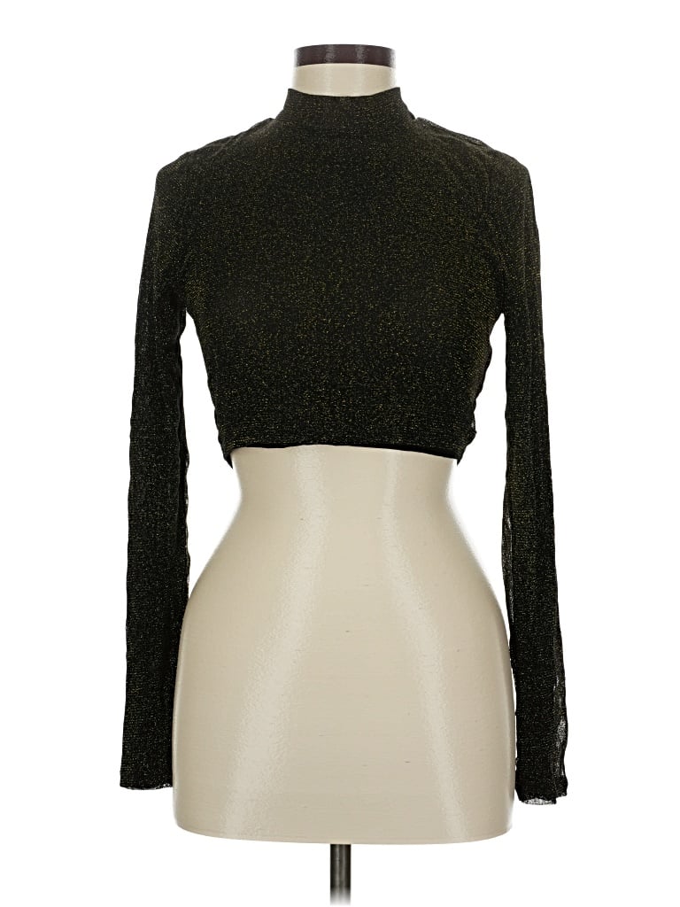 Pre-owned Lovers & Friends Long Sleeve Top Black Turtleneck Tops