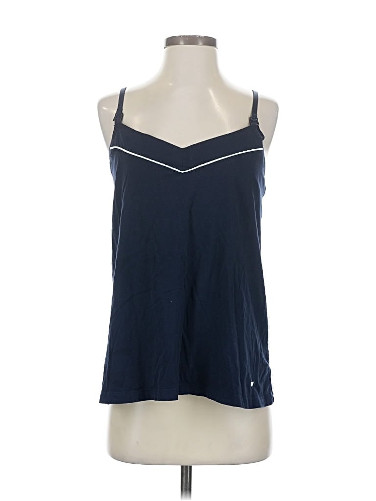 Pre-owned Petite Plume Tank Top Blue Halter Neckline Tops
