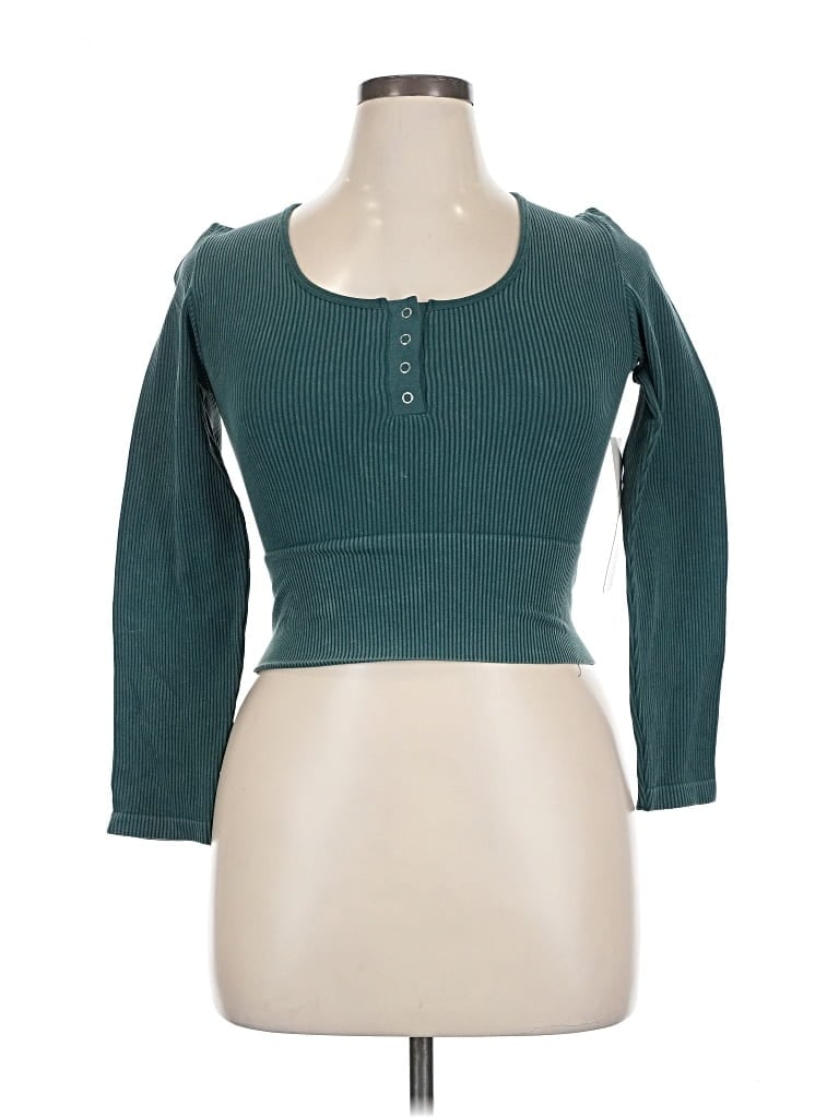 Pre-owned Aura Long Sleeve Henley Shirt In Blue