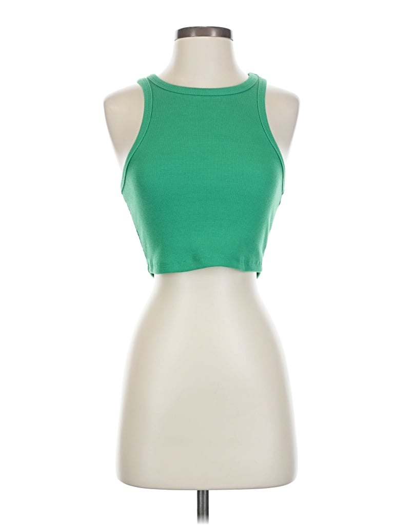 Pre-owned Signature 8 Sleeveless Top Green Halter Neckline Tops