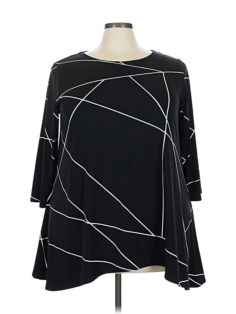 Pre-owned Alfani 3/4 Sleeve Top Black Boatneck Tops