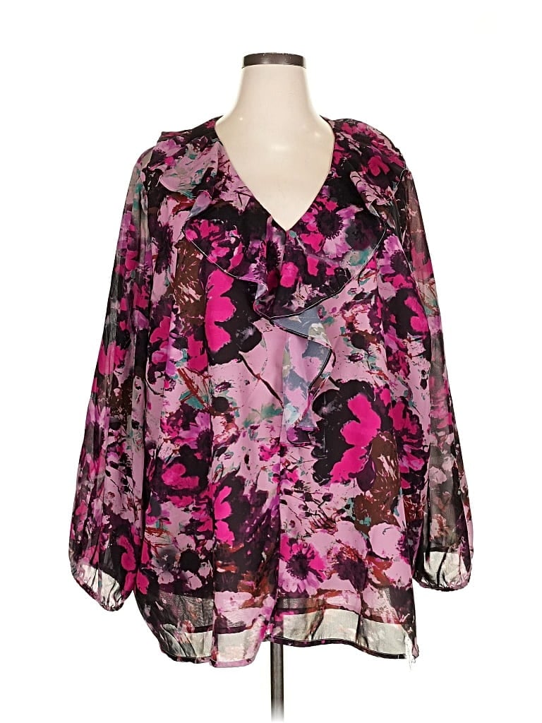 Pre-owned Ellos Long Sleeve Blouse In Purple