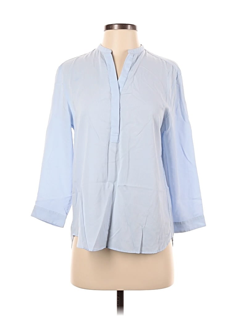 Pre-owned Uniqlo 3/4 Sleeve Button Down Shirt In Blue