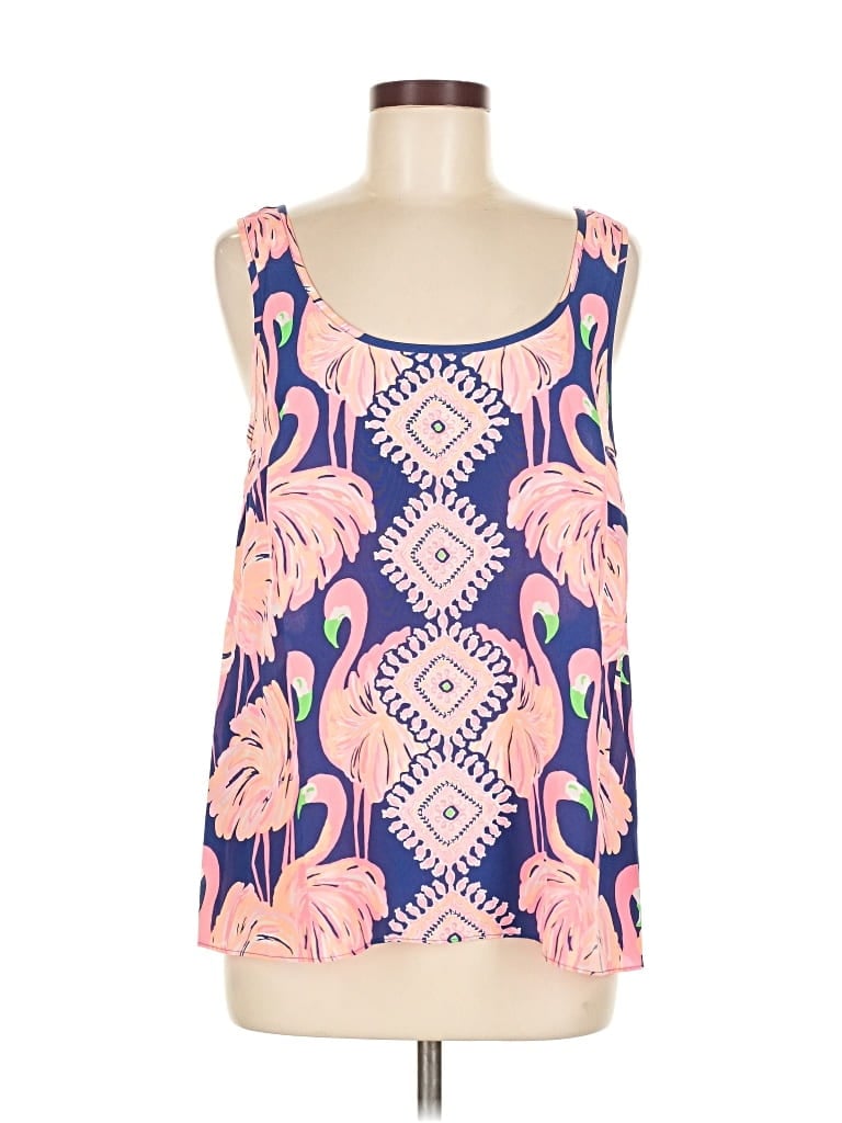 Lilly Pulitzer Sleeveless Silk Top Pink Scoop Neck Tops