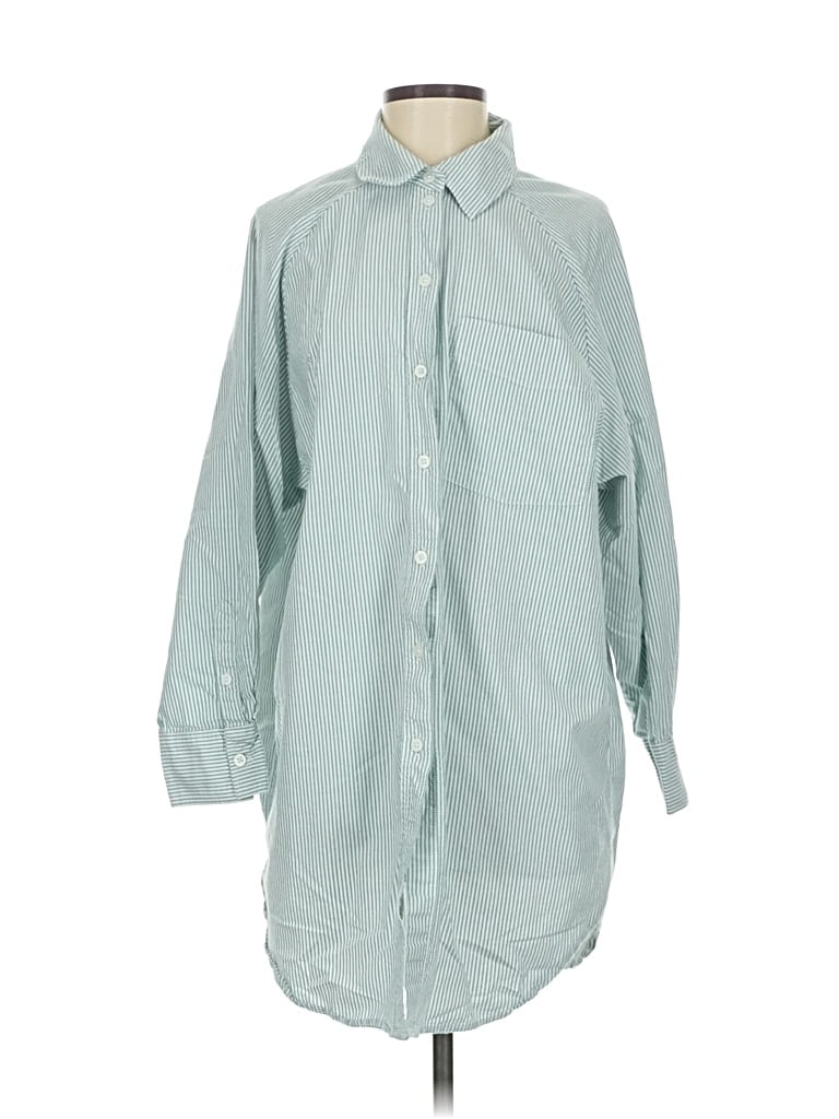 Pre-owned H&m 3/4 Sleeve Button Down Shirt In Blue
