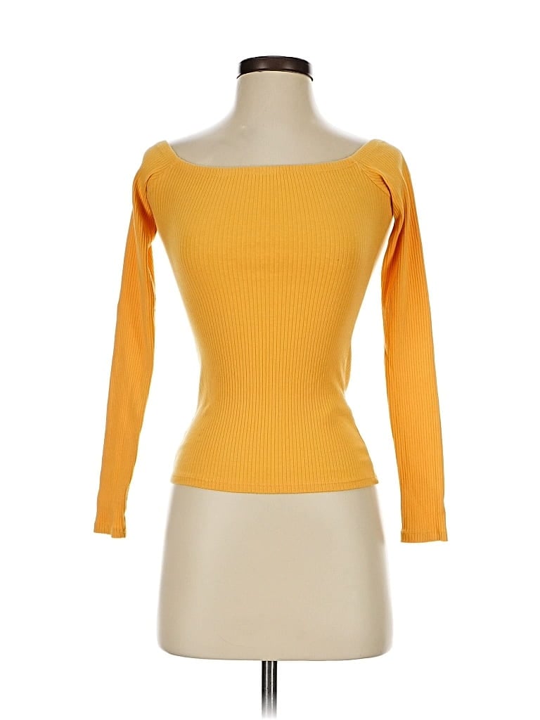 Pre-owned Hollister 3/4 Sleeve T-shirt In Yellow