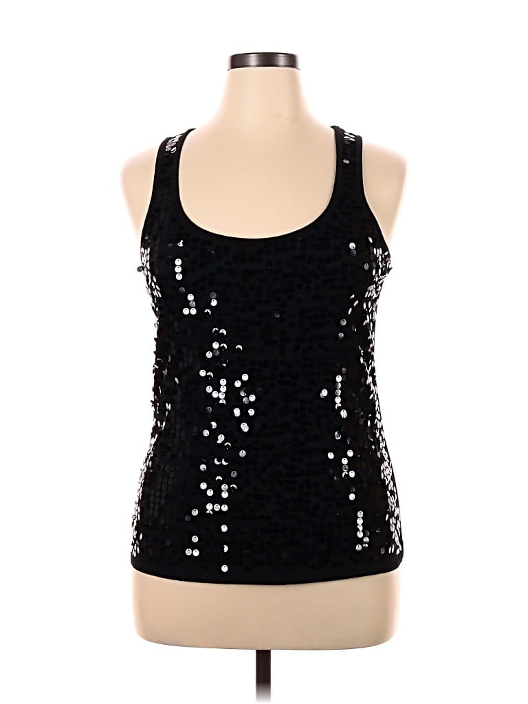 Click to view more detailed imagery on our partner's website Pre-owned Eyeshadow Sleeveless Top Black Halter Neckline Tops