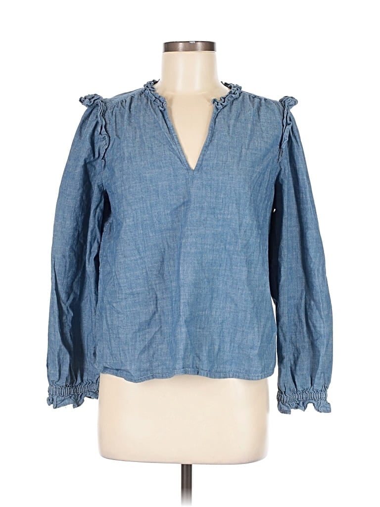 J.CREW FACTORY STORE Pre-owned Long Sleeve Blouse In Blue