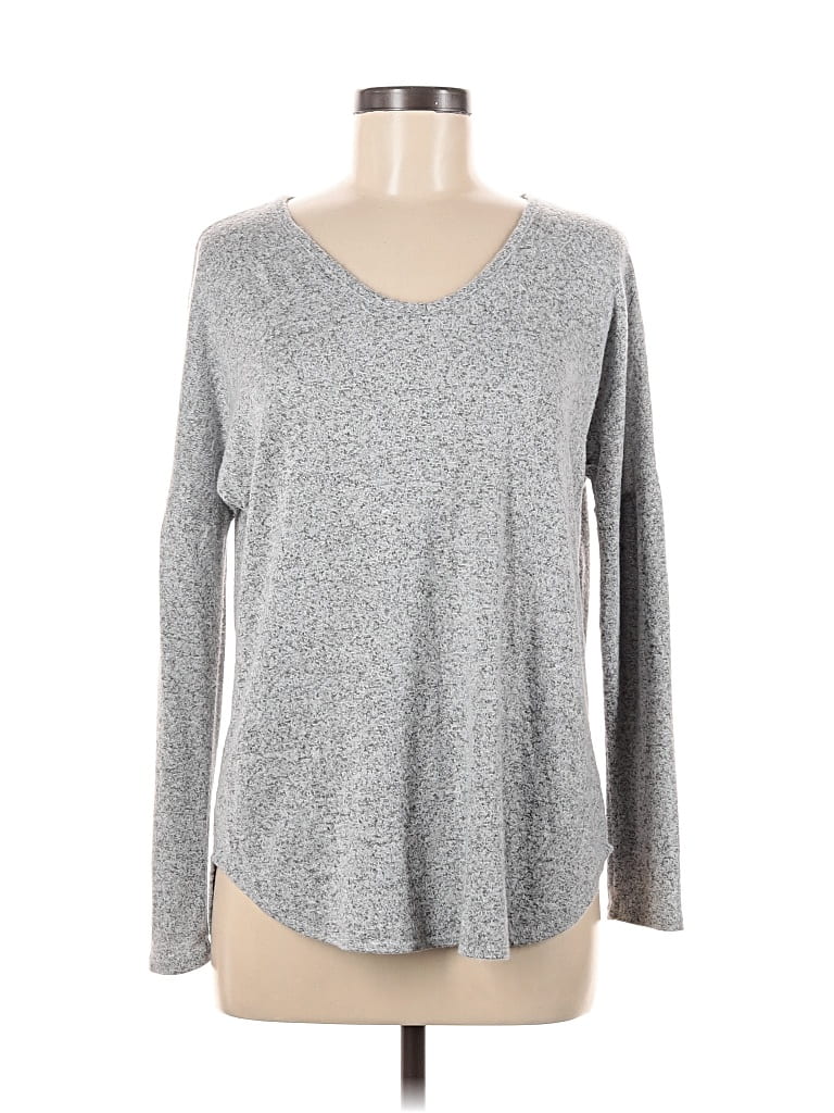 Pre-owned Olivia Rae Long Sleeve Top Gray V Neck Tops