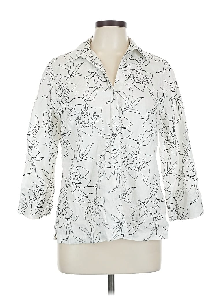 JONES NEW YORK SIGNATURE Pre-owned 3/4 Sleeve Button Down Shirt In White