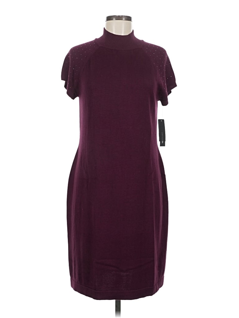 Ab Studio Casual Dress In Burgundy