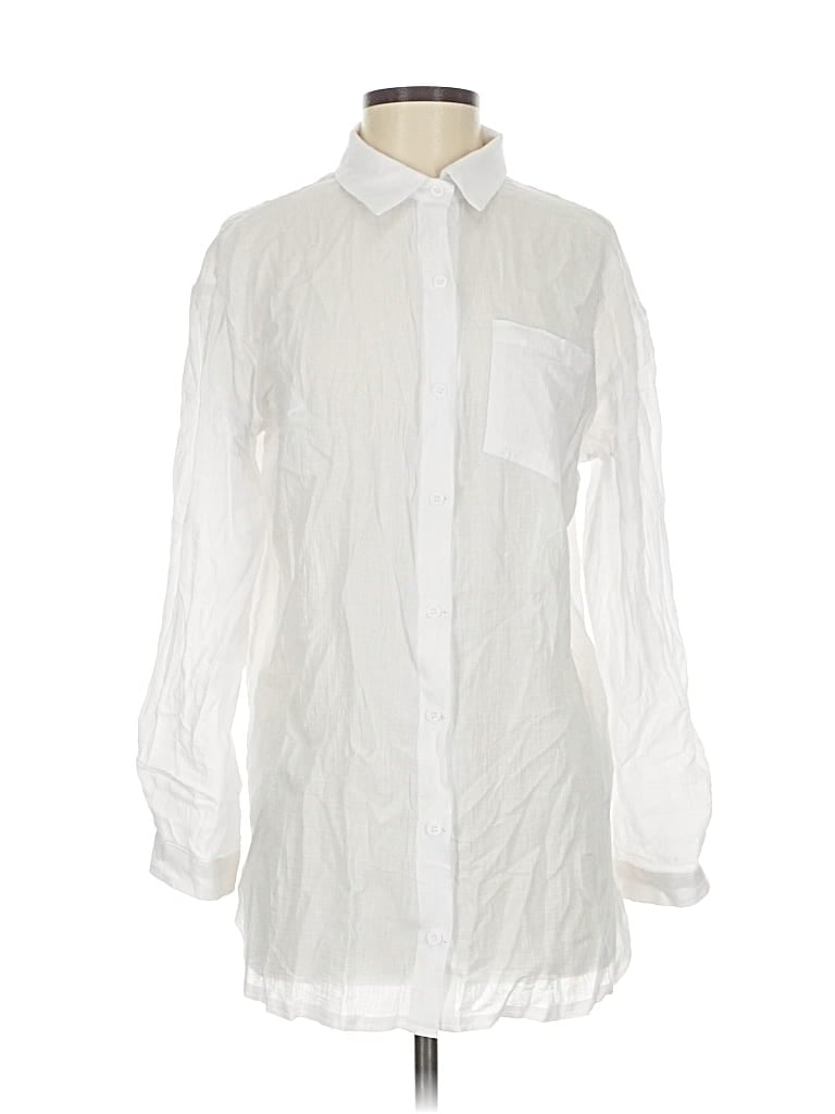 Pre-owned Unbranded Long Sleeve Button Down Shirt In White