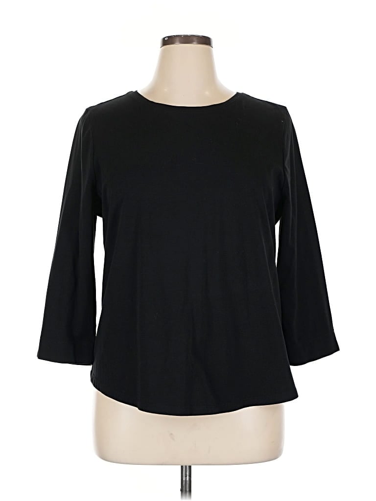 Pre-owned Chico's 3/4 Sleeve T-shirt In Black