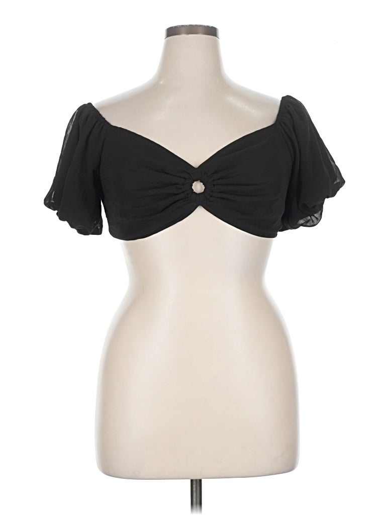 Pre-owned Wild Fable Short Sleeve Top Black Sweetheart Neckline Tops