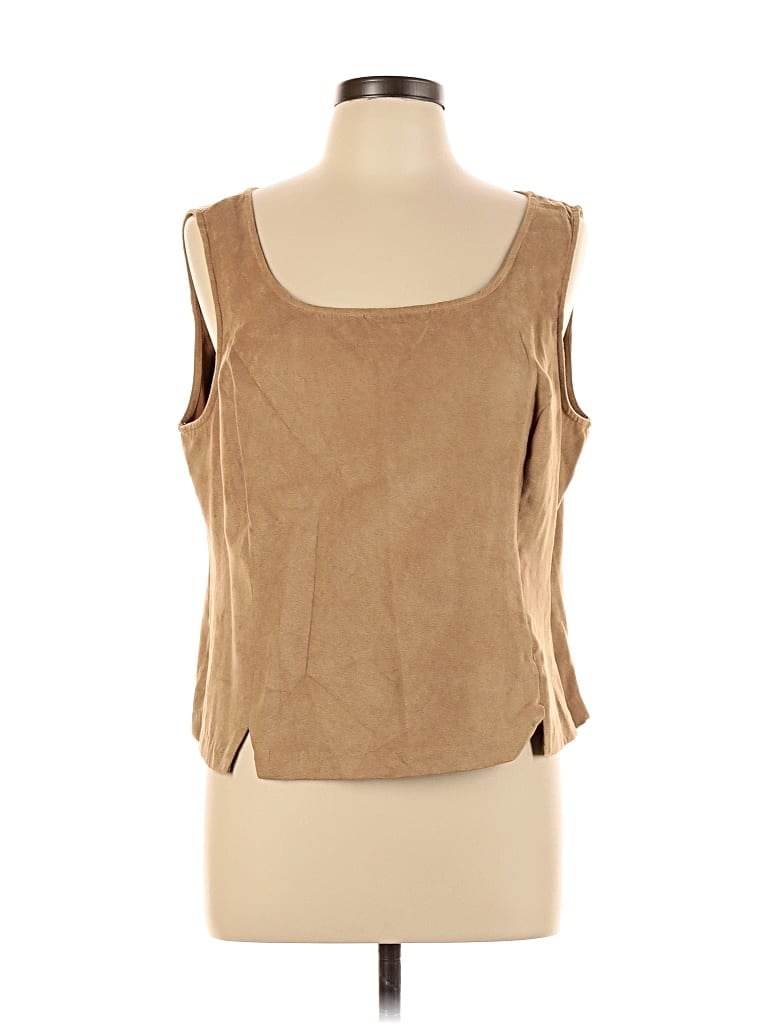 Pre-owned Maeve By Anthropologie Tank Top Tan Crew Neck Tops In Brown