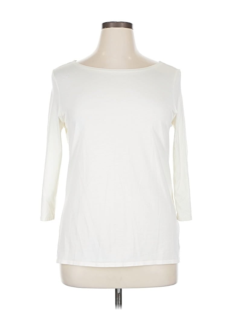 Pre-owned Garnet Hill 3/4 Sleeve T-shirt In White