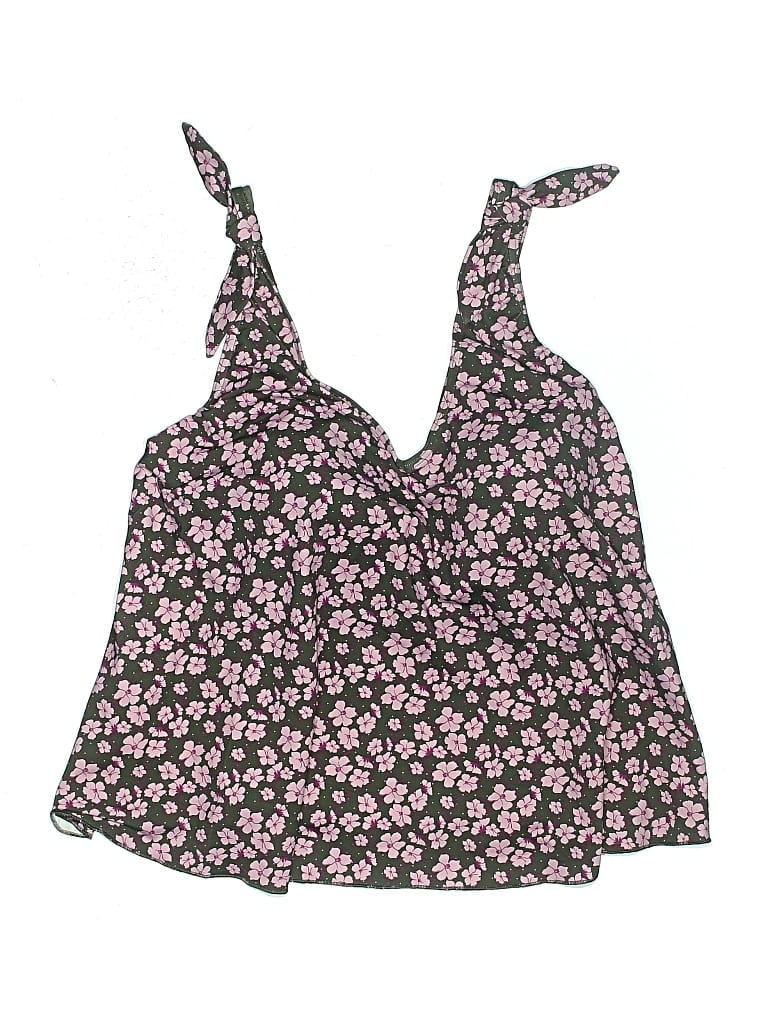 Lands' End Swimsuit Top Pink Floral Pattern Swimwear In Pink