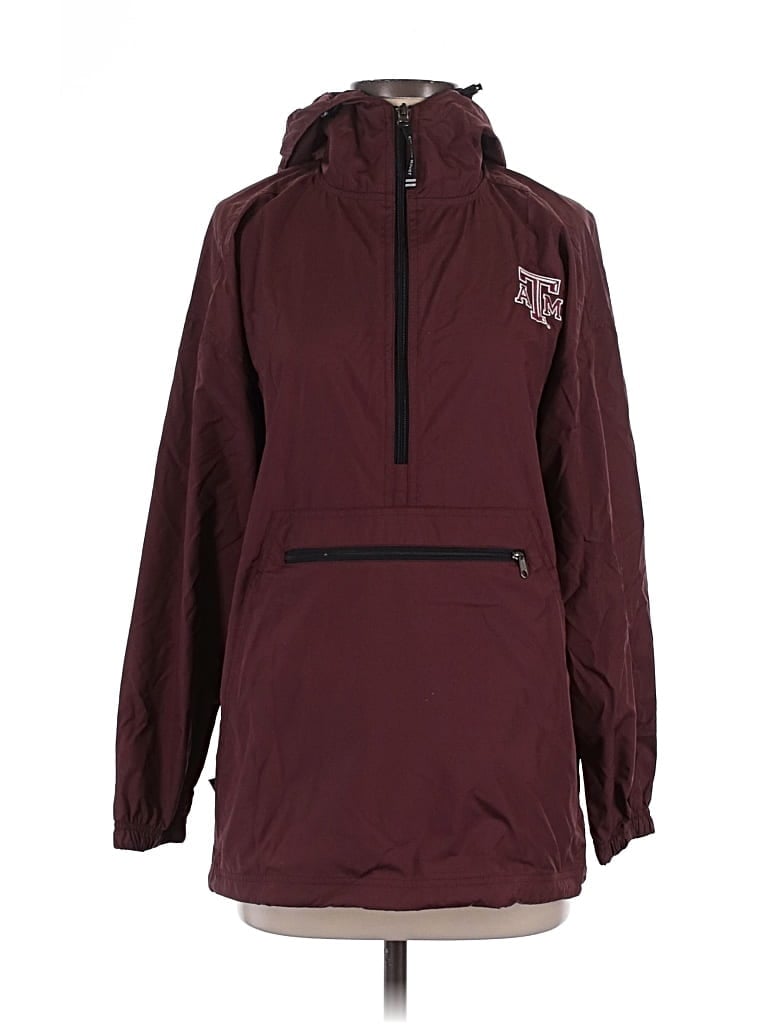 Pre-owned Charles River Apparel Windbreaker Jacket In Burgundy