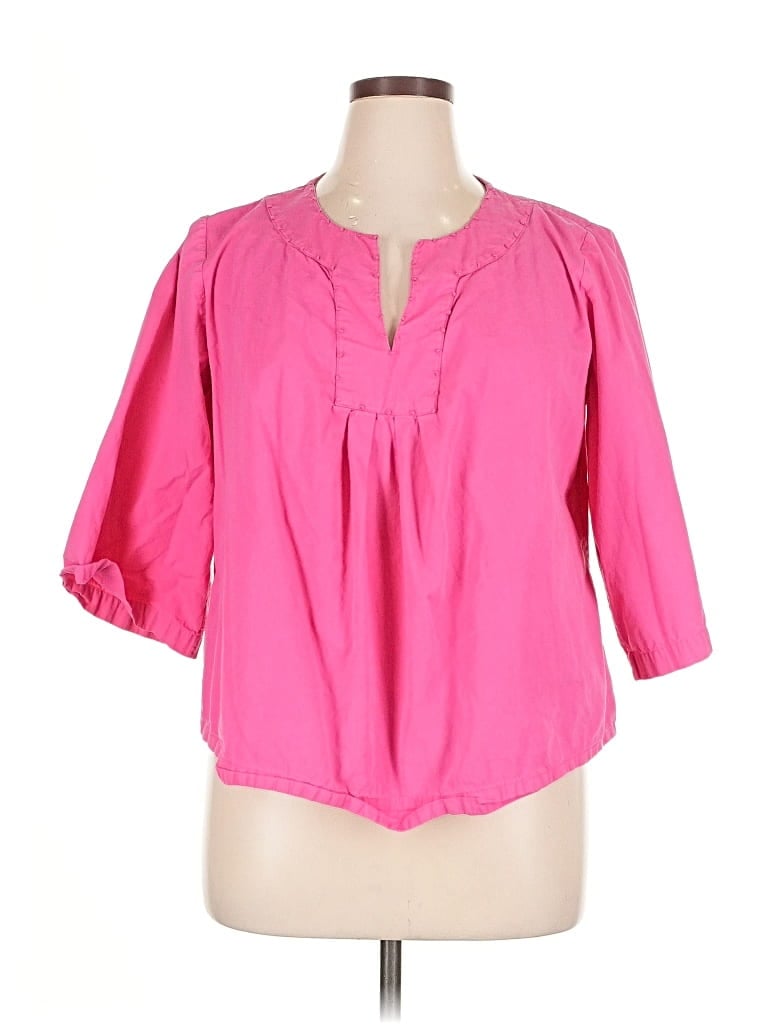 Pre-owned Frances Valentine 3/4 Sleeve Blouse In Pink