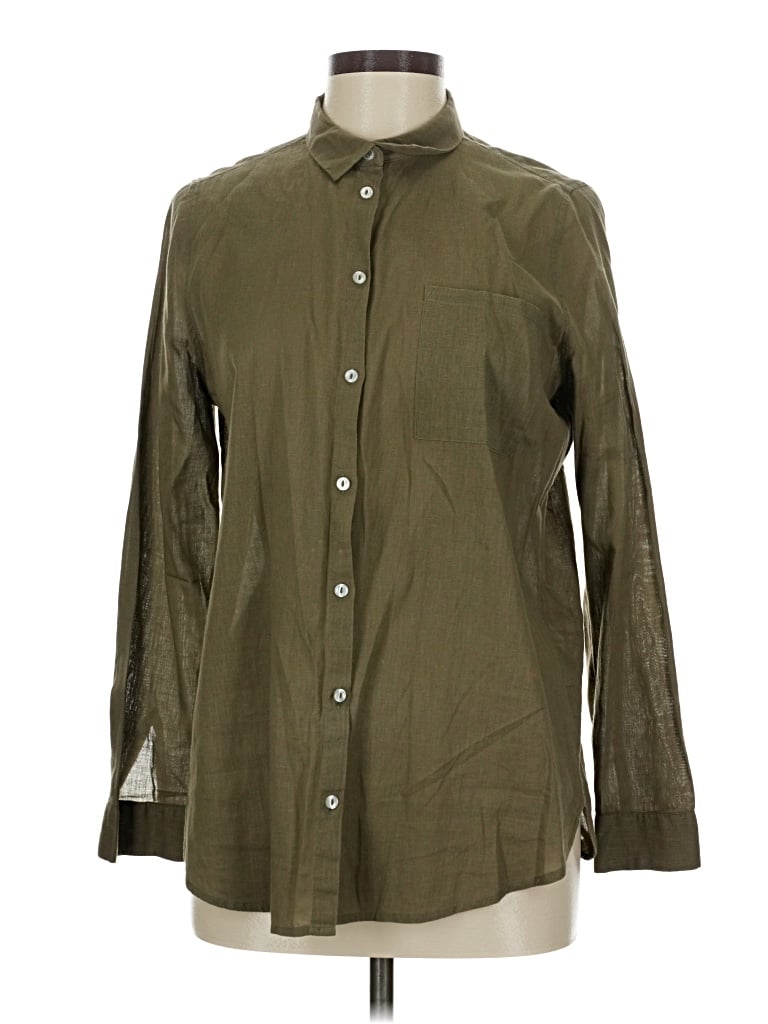 Pre-owned Divided By H&m Long Sleeve Button Down Shirt In Green