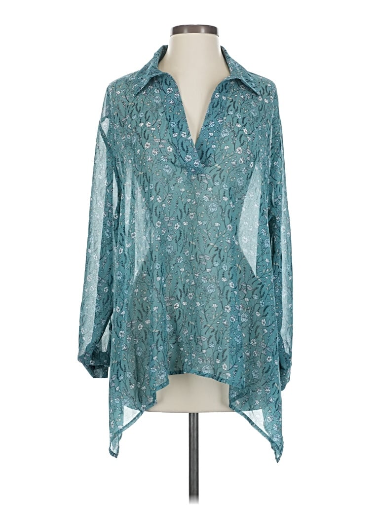 Pre-owned Cabi Long Sleeve Blouse In Blue