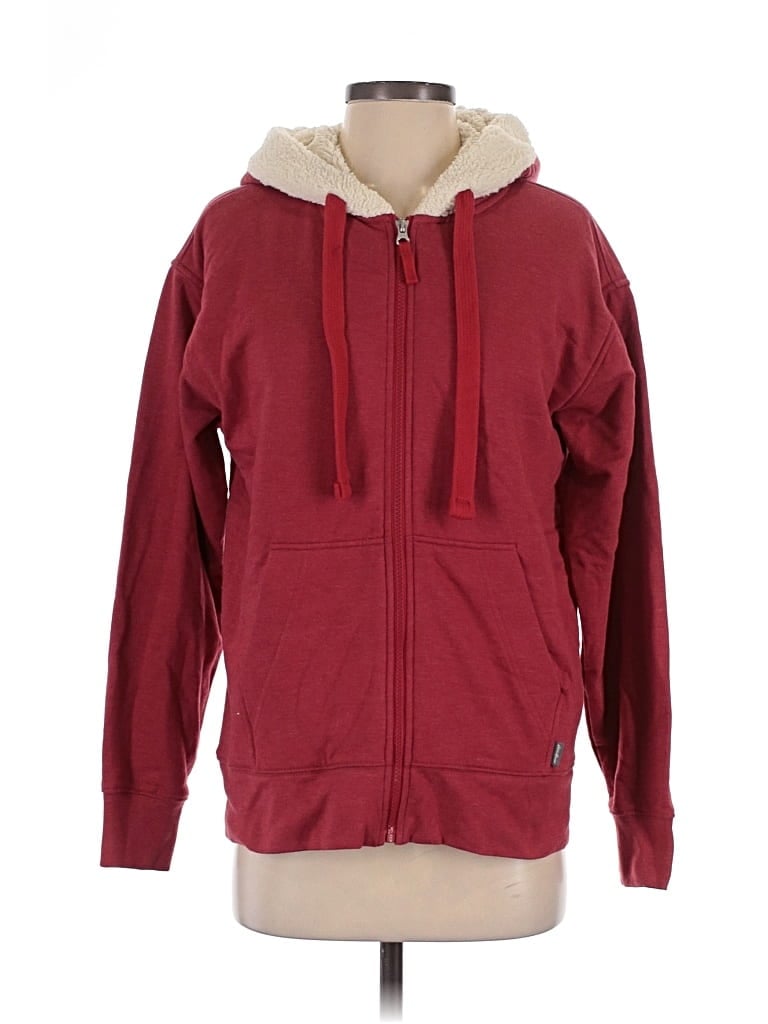 Pre-owned Eddie Bauer Zip Up Hoodie In Burgundy