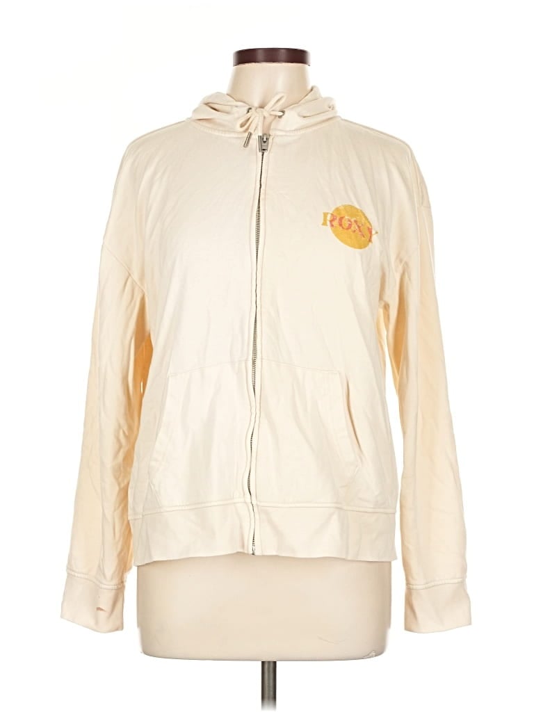 Pre-owned Roxy Zip Up Hoodie In White
