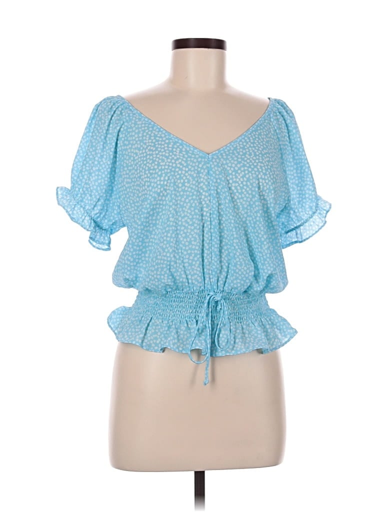 Sienna Sky Short Sleeve Blouse In Blue