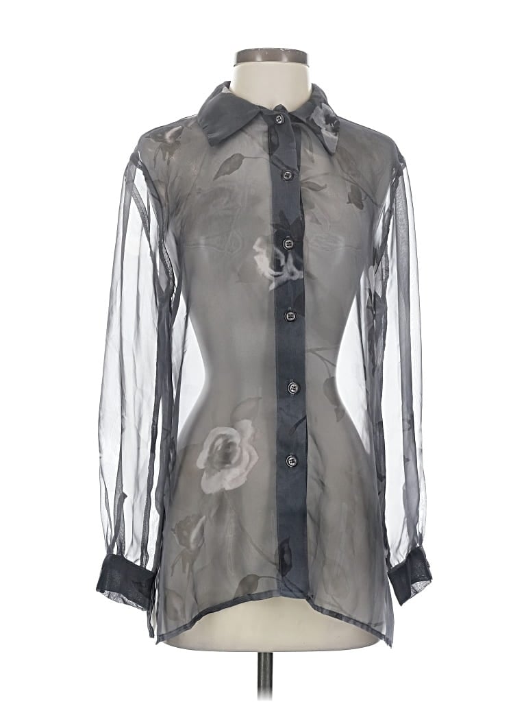 Pre-owned Petite Sophisticate Long Sleeve Blouse In Gray