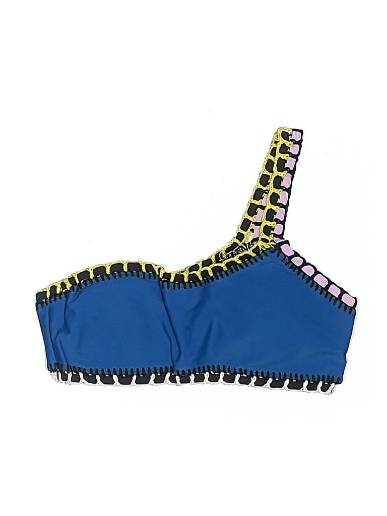 Pre-owned Unbranded Swimsuit Top Blue Graphic Pattern Swimwear