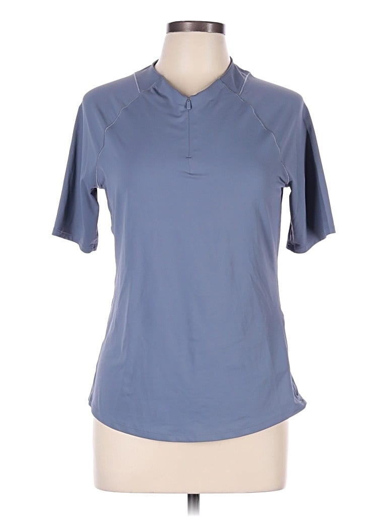Pre-owned Athleta Short Sleeve Blouse In Blue