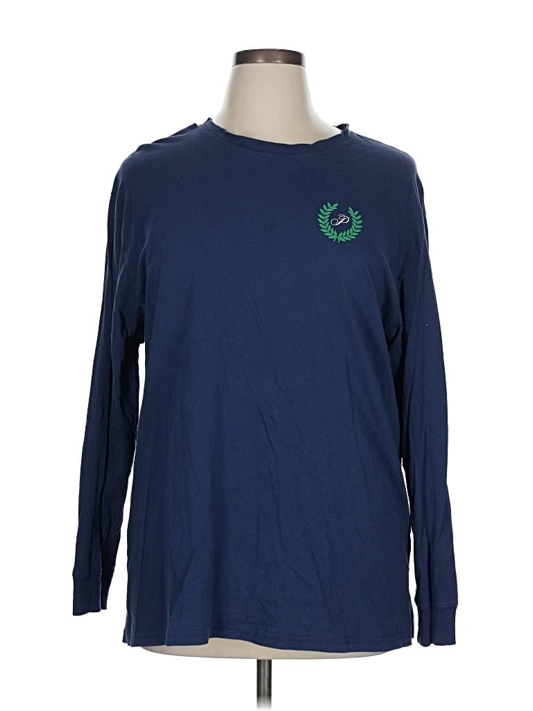 Pre-owned Victoria's Secret Pink Long Sleeve T-shirt In Blue