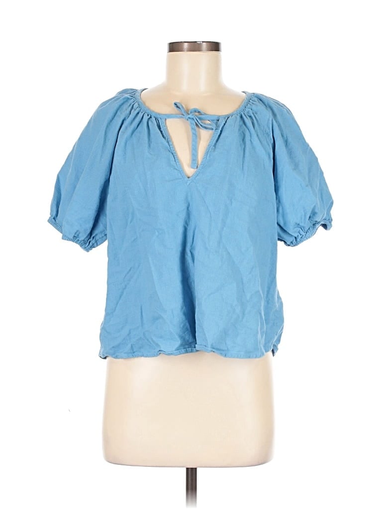 Pre-owned Abercrombie & Fitch Short Sleeve Blouse In Blue