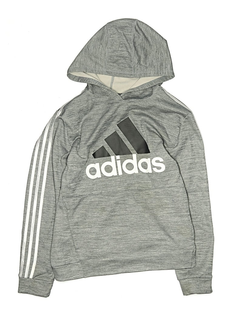 Pre-owned Adidas Originals Kids' Pullover Hoodie In Gray