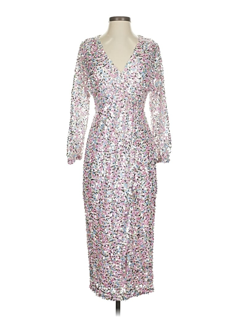 Pre-owned Donna Morgan Cocktail Dress In Silver