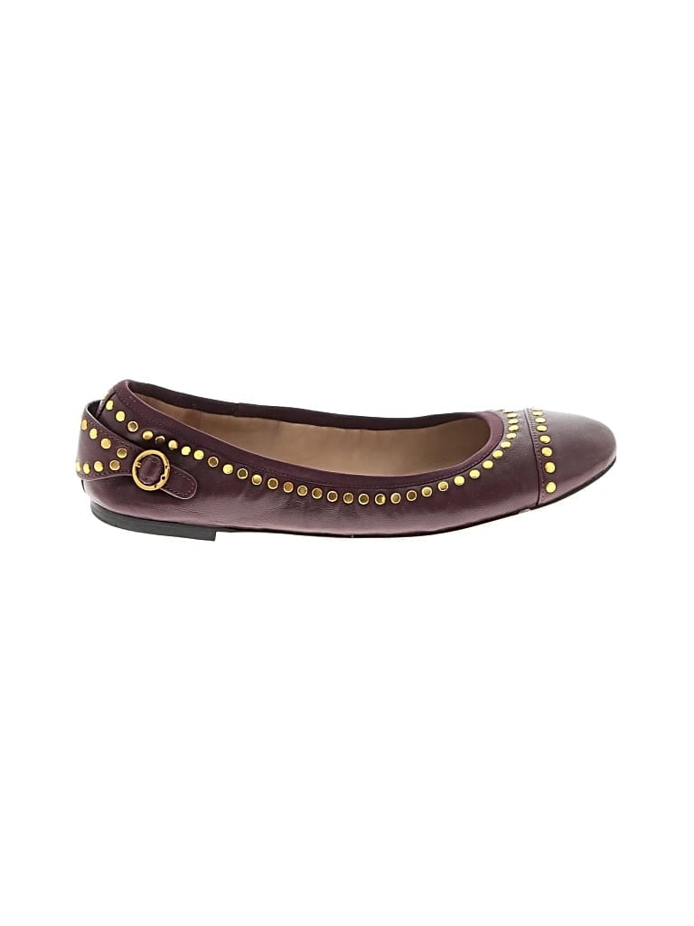 Pre-owned Tory Burch Flats In Burgundy