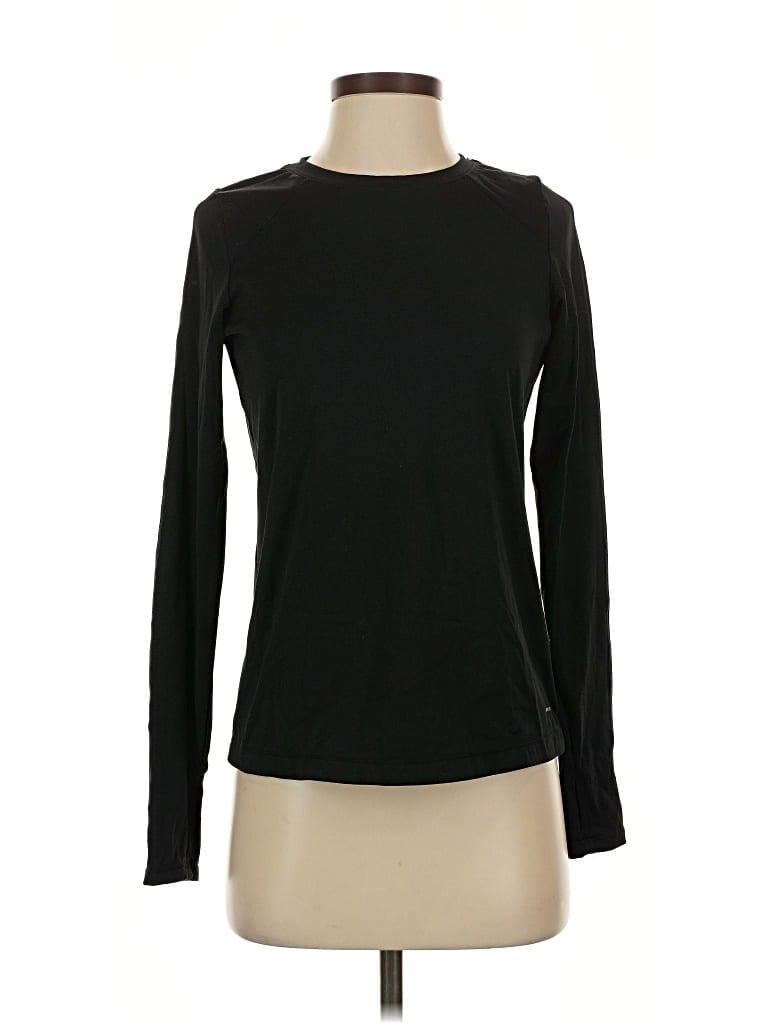 Pre-owned Mondetta Long Sleeve Top Black Crew Neck Tops