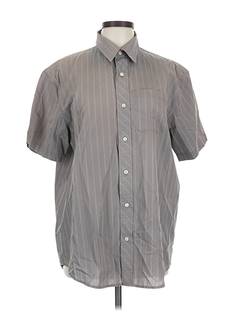 Pre-owned American Rag Cie Short Sleeve Button Down Shirt In Gray