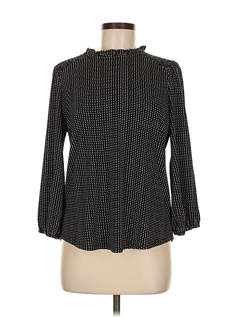 Pre-owned Adrianna Papell Long Sleeve Blouse In Black