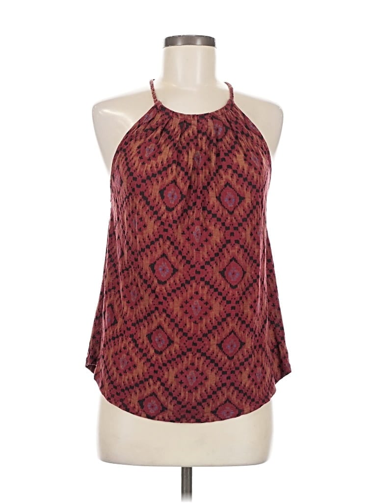 Pre-owned Lucky Brand Tank Top Burgundy Halter Neckline Tops