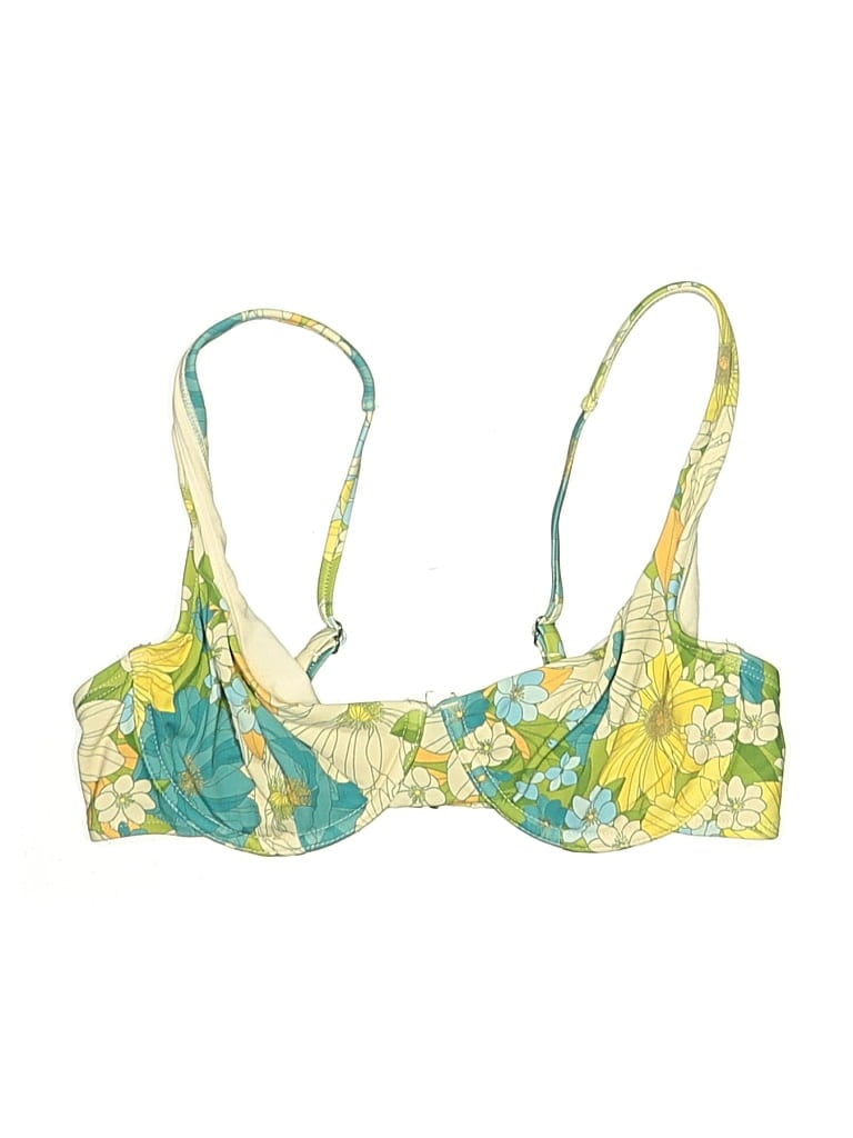 WILD FABLE Pre-owned Swimsuit Top Yellow Floral Pattern Swimwear