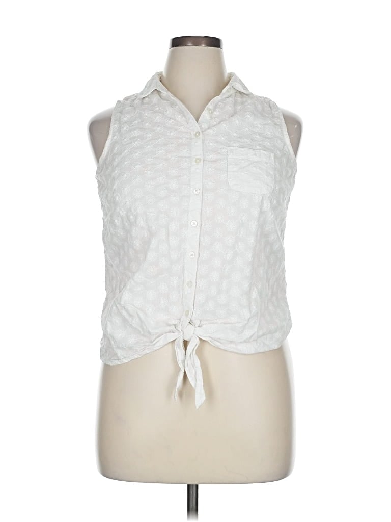 Pre-owned Fat Face Sleeveless Button Down Shirt In White